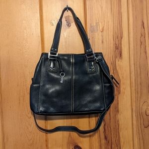 Black leather Fossil satchel handbag